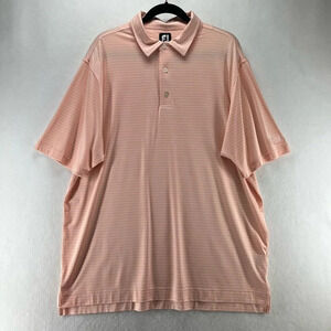 FootJoy Shirt Men Sz XL Golf Polo Stripe Short Sleeve Stretch Performance Orange